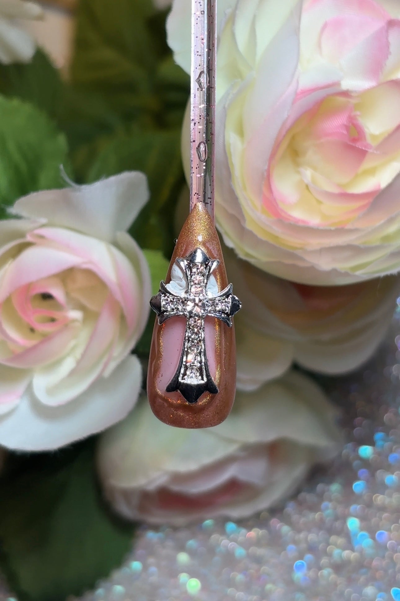 Silver Diamond Studded Cross