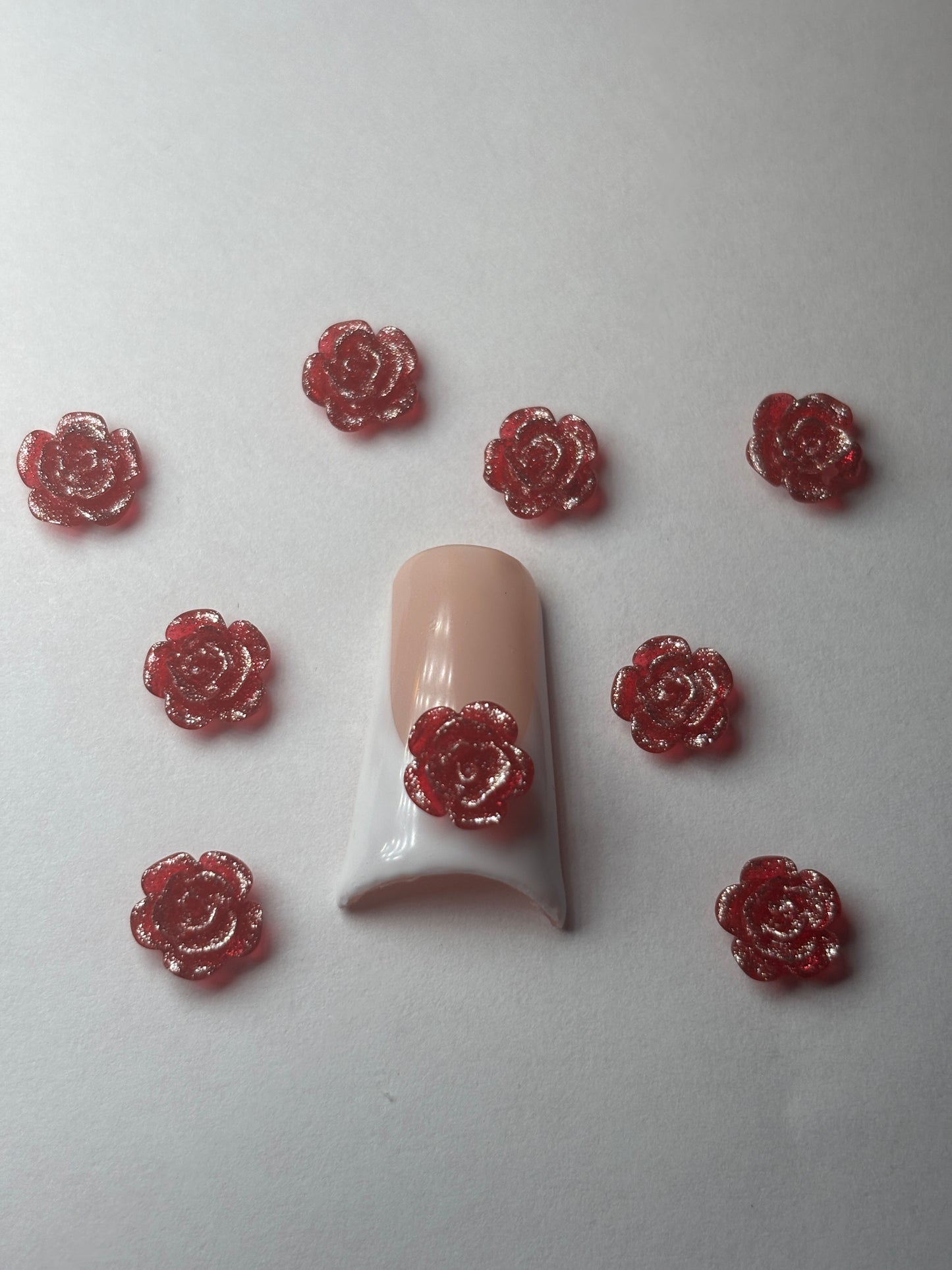 Red & Gold Sparkled Flower Charm