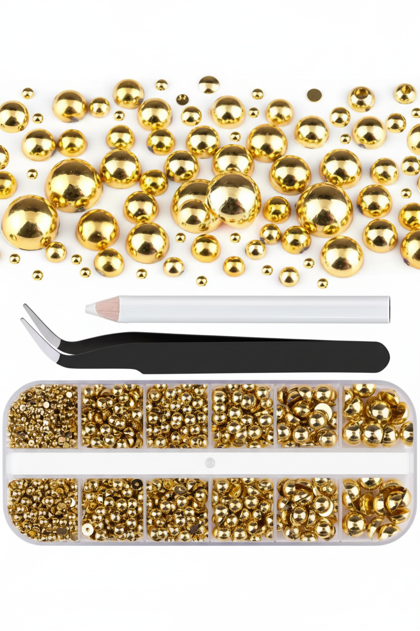 Gold nail art pearls product photo