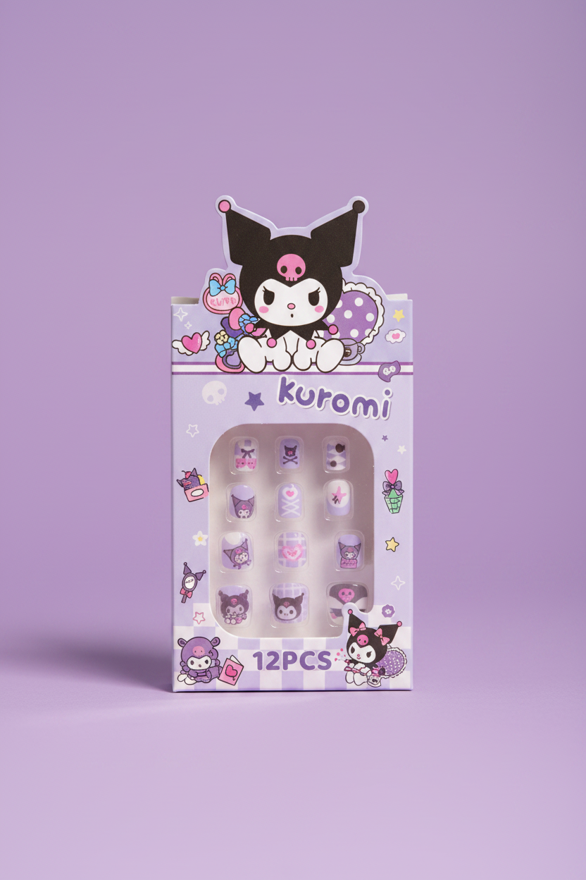 Kuromi Press-On Nail Kit - Purple Background