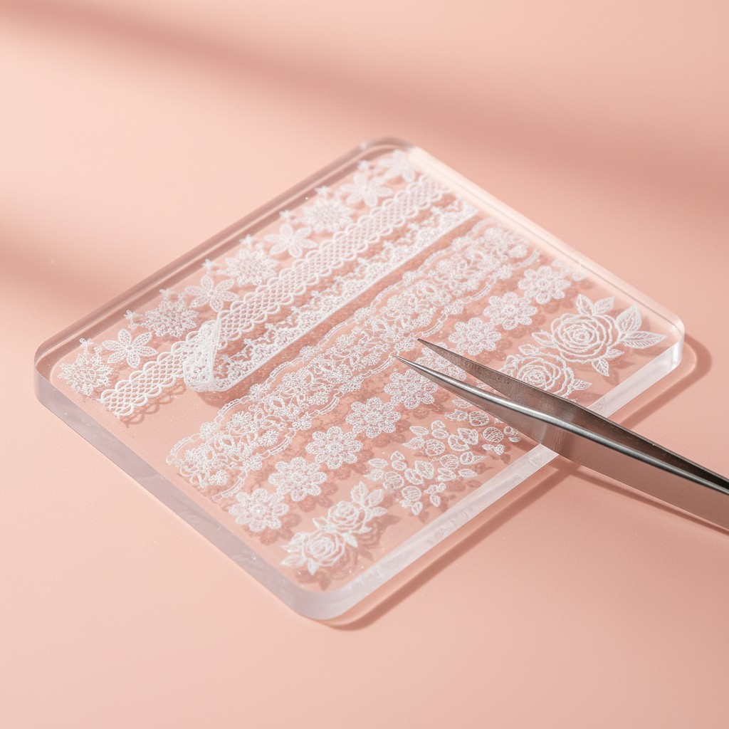 Lace Nail Mold - Pink Peach Background