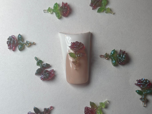 Sparkly layered rose nail charm ￼