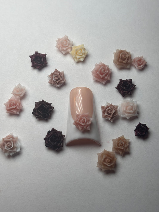 Brown Tone Flower Nail Charm