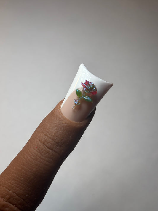 Sparkly layered rose nail charm ￼