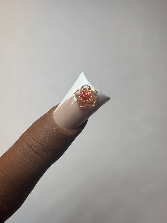 Gold Outline Flower Nail Charm
