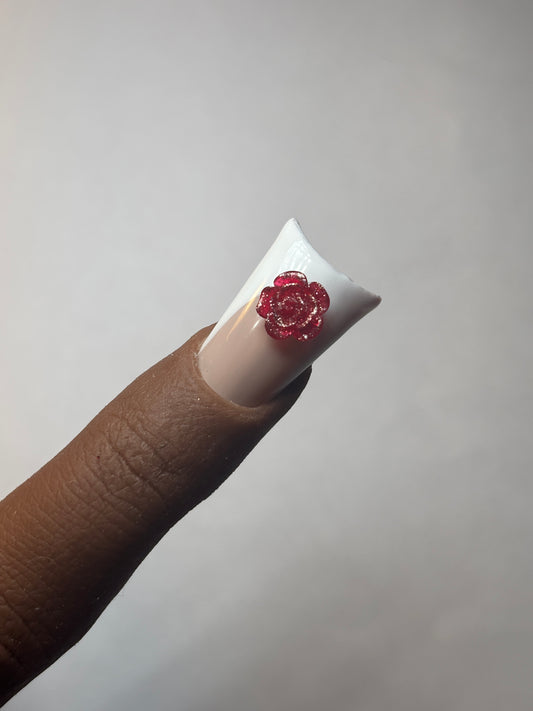 Red & Gold Sparkled Flower Charm