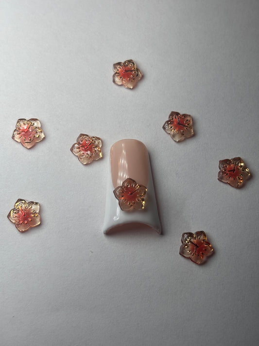 Gold Outline Flower Nail Charm