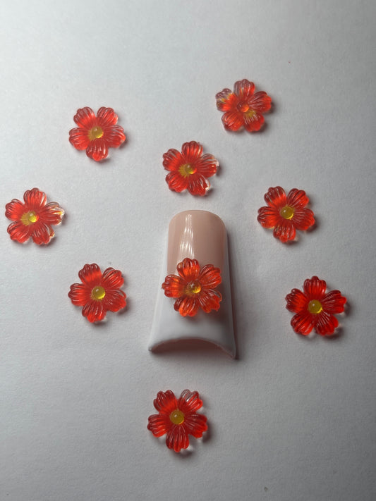 Red Flower Nail Charm