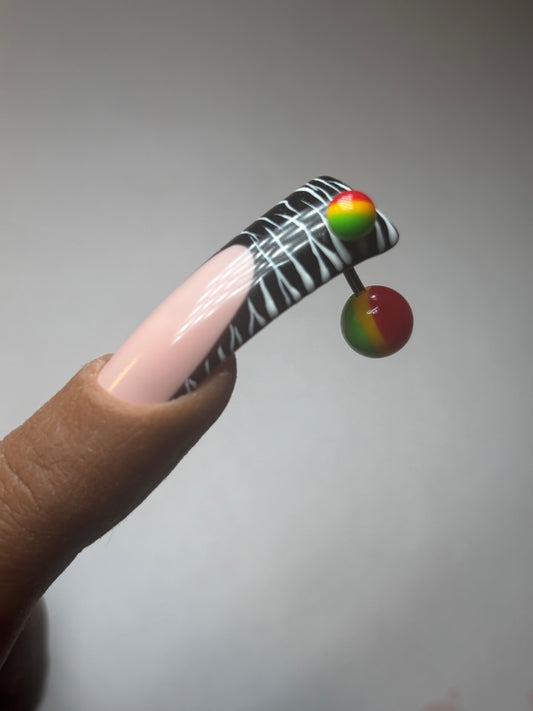 Large Small stainless marbled curved piercings