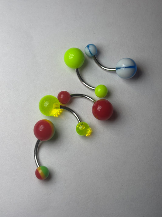 Large Small stainless marbled curved piercings