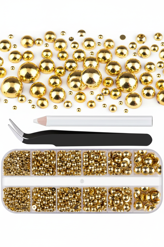 Gold nail art pearls product photo
