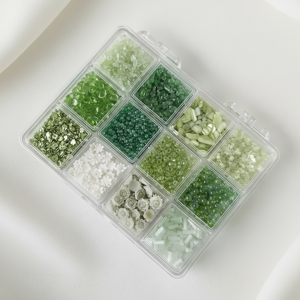 Green Nail Charm Kit - Soft White Background