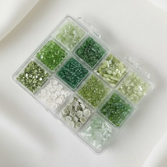 Green Nail Charm Kit - Soft White Background