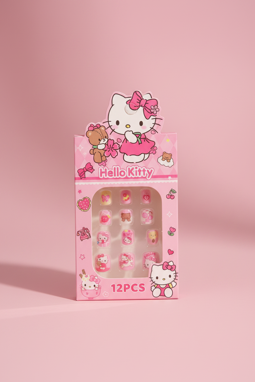 Hello Kitty Press-On Nail Kit - Pink Background