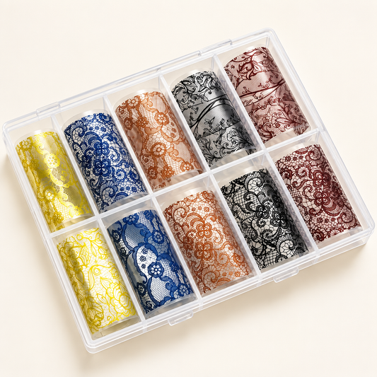 Lace Nail Foil Transfers - Cream Background