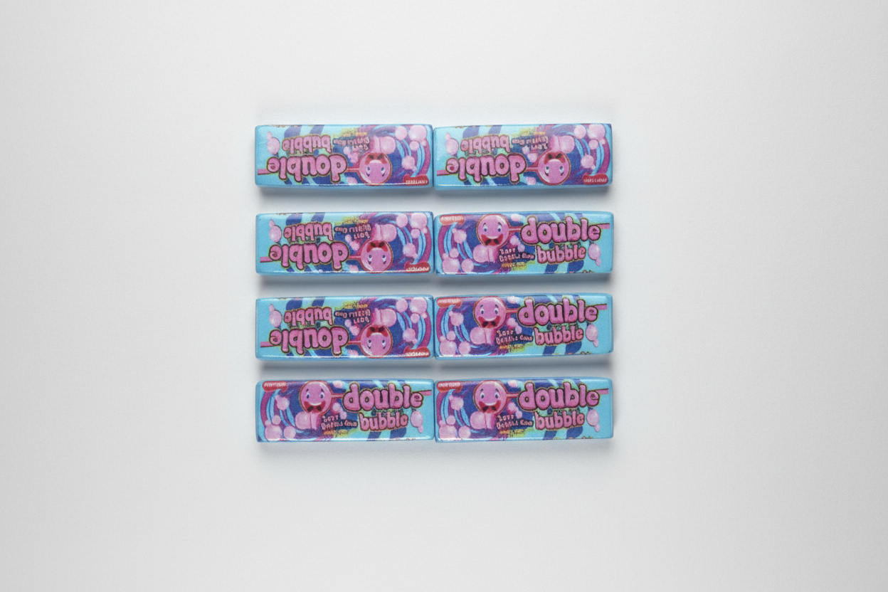 Organized bubble gum product photo