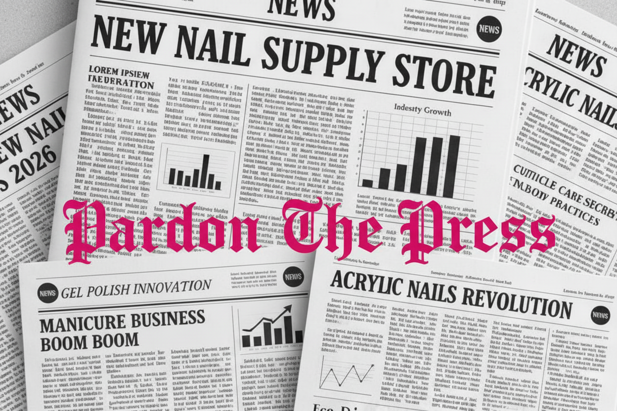 Pardon The Press in NYT gothic font on newspaper. Words written in pink