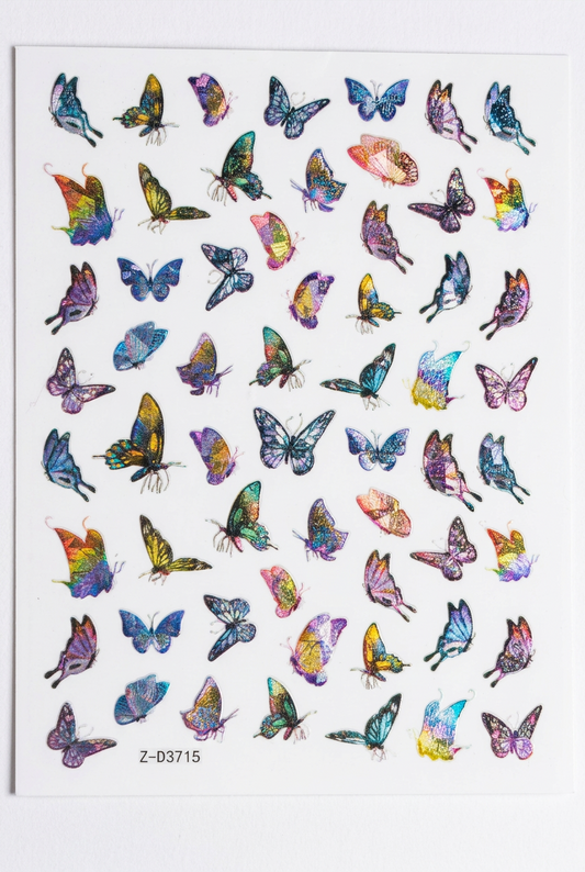Right-side-up butterfly nail sticker sheet on a clean white background