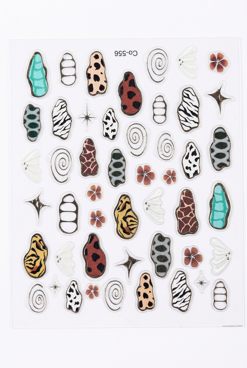 Right-side-up nail sticker sheet on a clean white background
